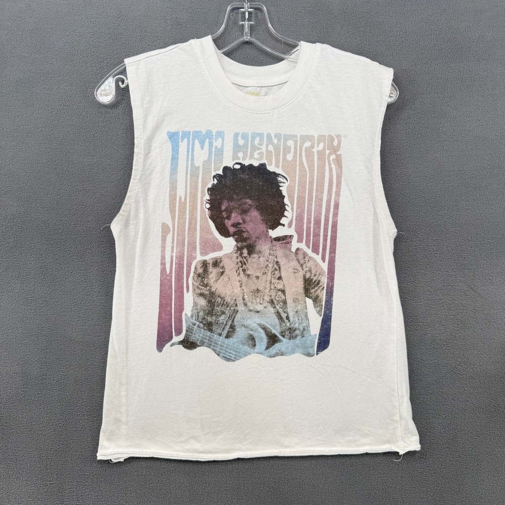 Authentic Jimi Hendrix Tank Top  Muscle White Womens Small Rock Band Tee